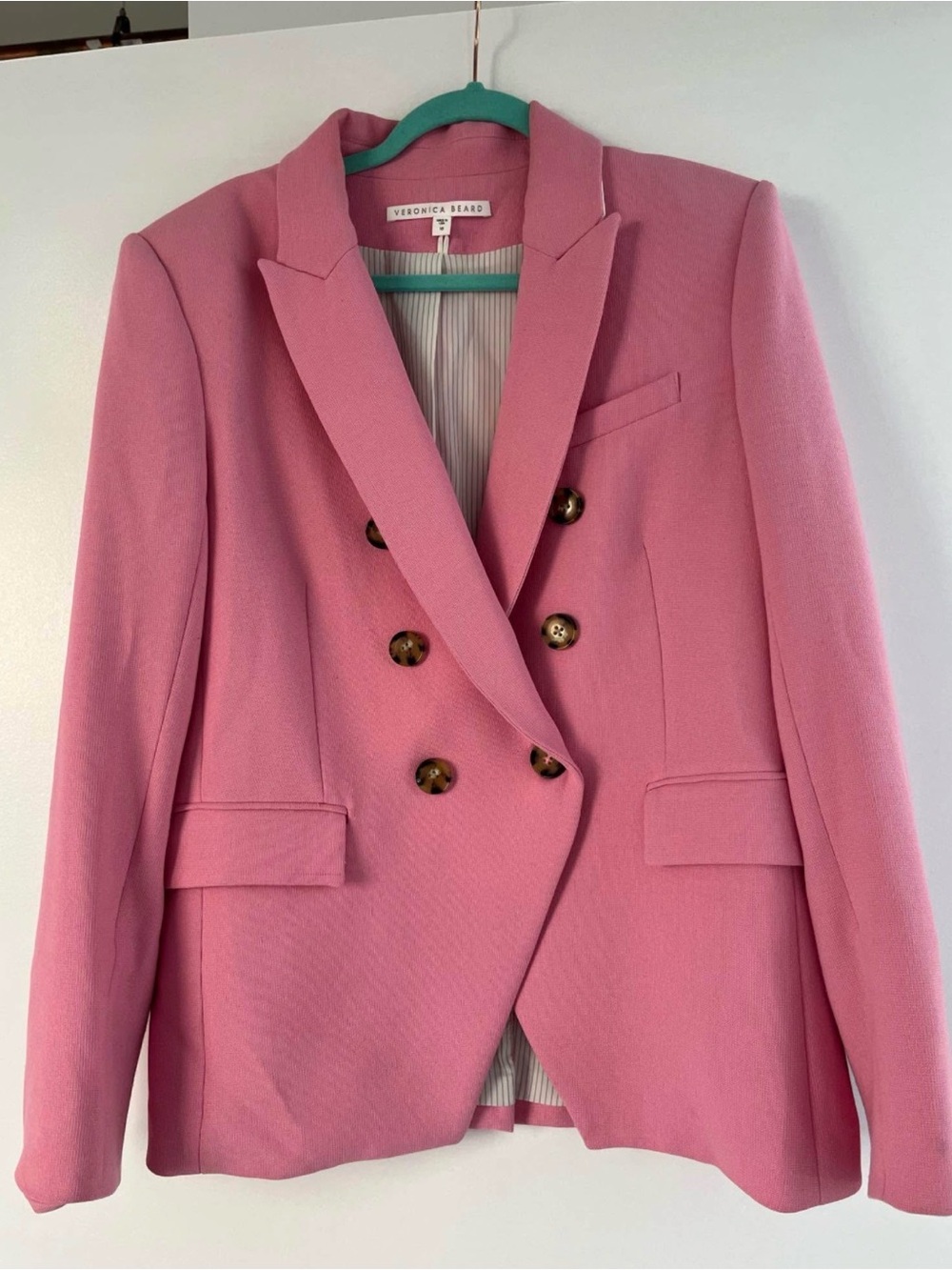 Veronica Beard Dickey Pink Double-Breasted Blazer